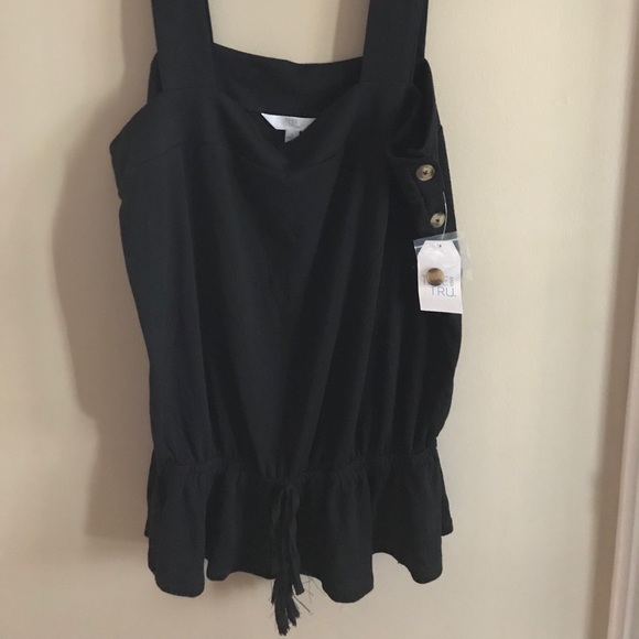 NWT Large Size 12-14 Knit Tank Side Button Black - Picture 7 of 8